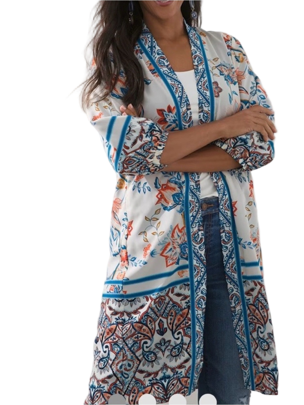 13. WOMENS CHICO’S 3/XL DETAIL KIMONO TOP
